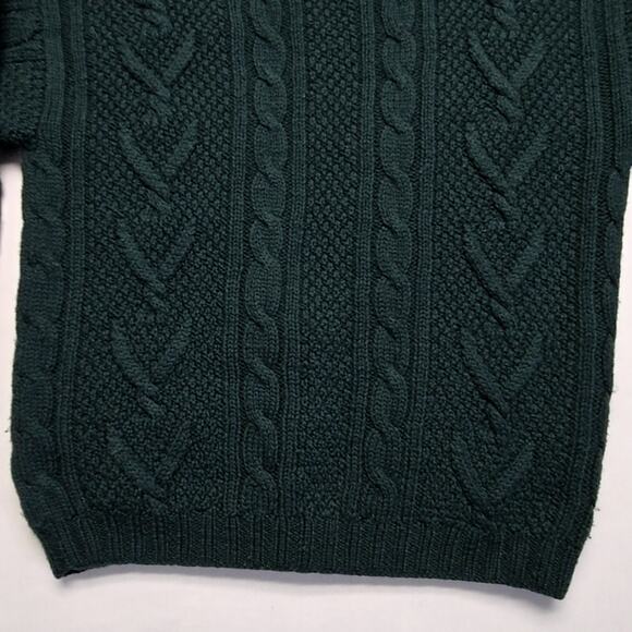 Vintage L.L. Bean Wool Cardigan Cable Knit Green Button Womens Small Sweater - Picture 10 of 12